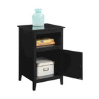 Table d'appoint de rangement en MDF avec étagère et porte magnétique | 40 x 40 x 66 cm | Noir/Gris/Blanc