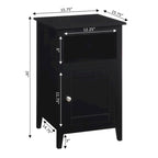 Table d'appoint de rangement en MDF avec étagère et porte magnétique | 40 x 40 x 66 cm | Noir/Gris/Blanc