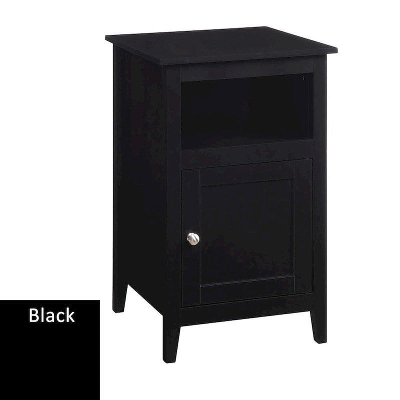 Table d'appoint de rangement en MDF avec étagère et porte magnétique | 40 x 40 x 66 cm | Noir/Gris/Blanc