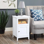 Table d'appoint de rangement en MDF avec étagère et porte magnétique | 40 x 40 x 66 cm | Noir/Gris/Blanc