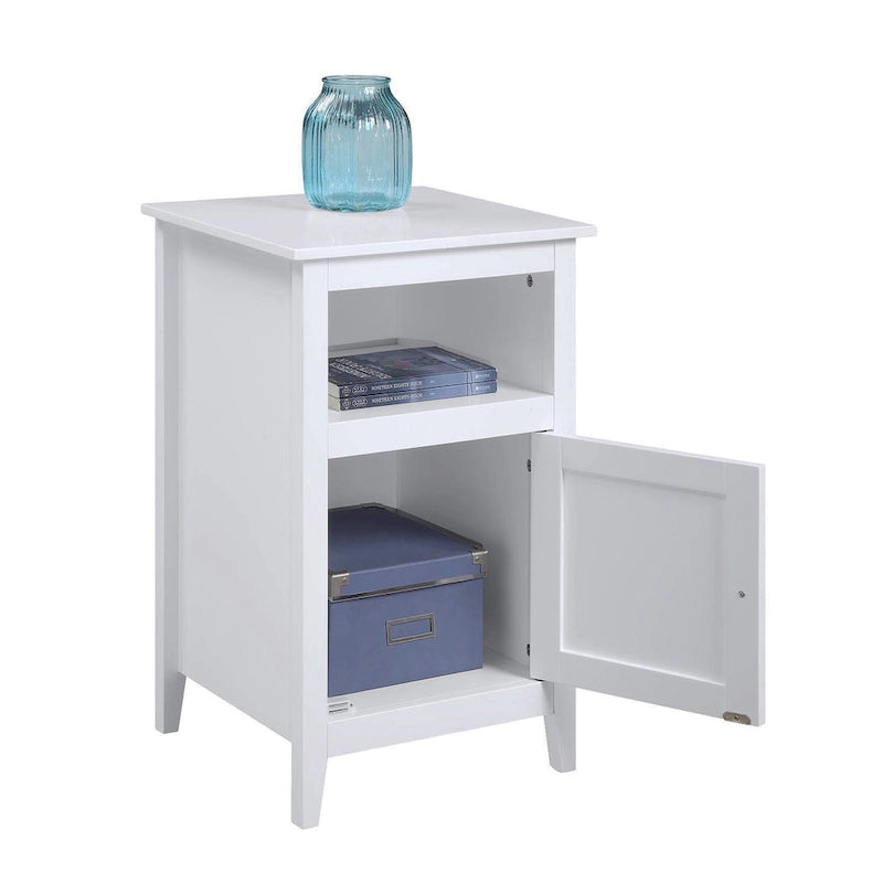 Table d'appoint de rangement en MDF avec étagère et porte magnétique | 40 x 40 x 66 cm | Noir/Gris/Blanc