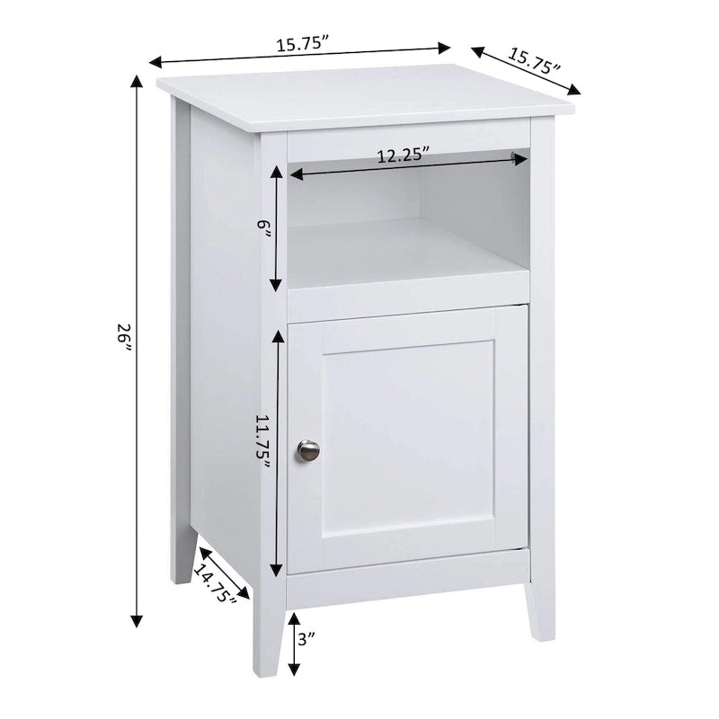 Table d'appoint de rangement en MDF avec étagère et porte magnétique | 40 x 40 x 66 cm | Noir/Gris/Blanc