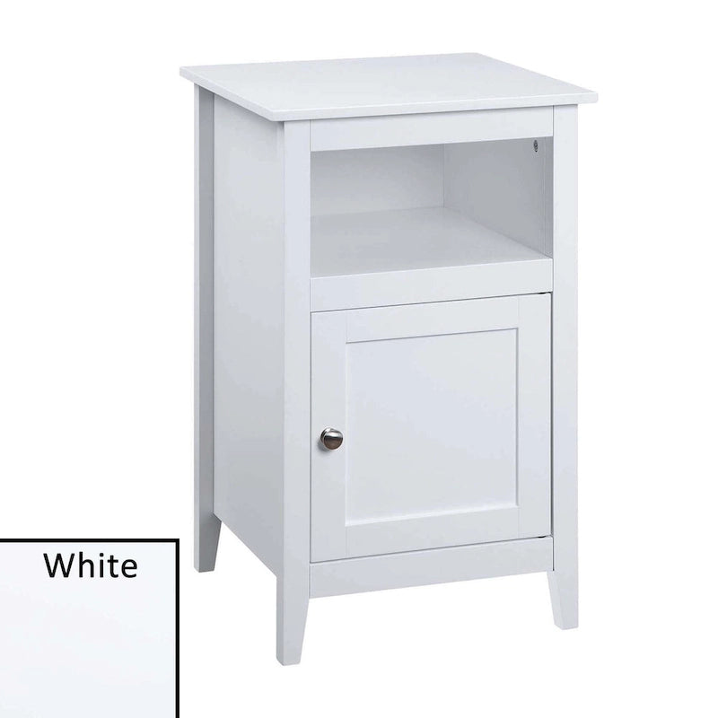 Table d'appoint de rangement en MDF avec étagère et porte magnétique | 40 x 40 x 66 cm | Noir/Gris/Blanc