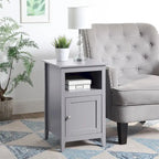 Table d'appoint de rangement en MDF avec étagère et porte magnétique | 40 x 40 x 66 cm | Noir/Gris/Blanc