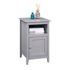 Table d'appoint de rangement en MDF avec étagère et porte magnétique | 40 x 40 x 66 cm | Noir/Gris/Blanc