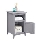 Table d'appoint de rangement en MDF avec étagère et porte magnétique | 40 x 40 x 66 cm | Noir/Gris/Blanc