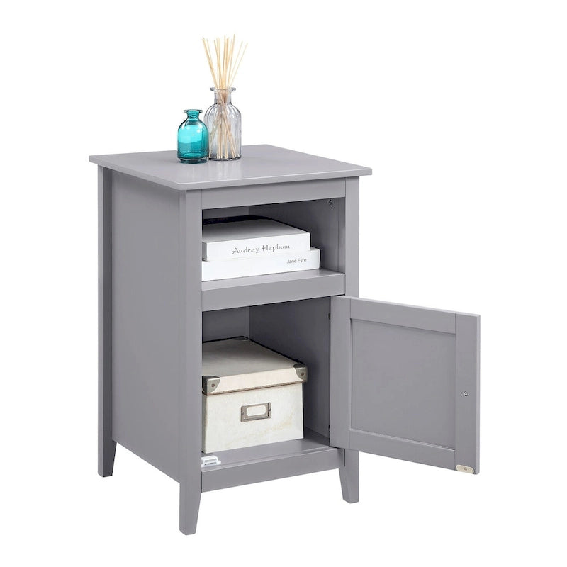 Table d'appoint de rangement en MDF avec étagère et porte magnétique | 40 x 40 x 66 cm | Noir/Gris/Blanc