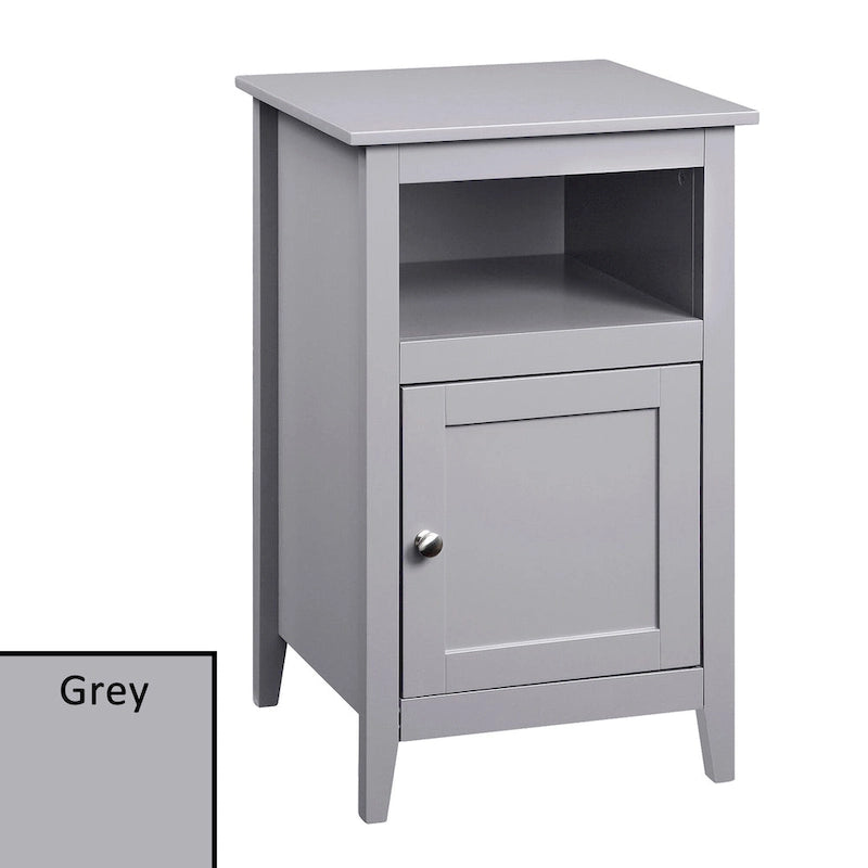 Table d'appoint de rangement en MDF avec étagère et porte magnétique | 40 x 40 x 66 cm | Noir/Gris/Blanc