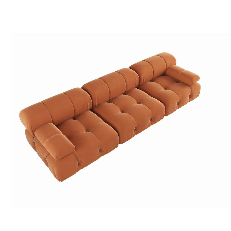 Canapé d'angle modulable réversible en velours, orange
