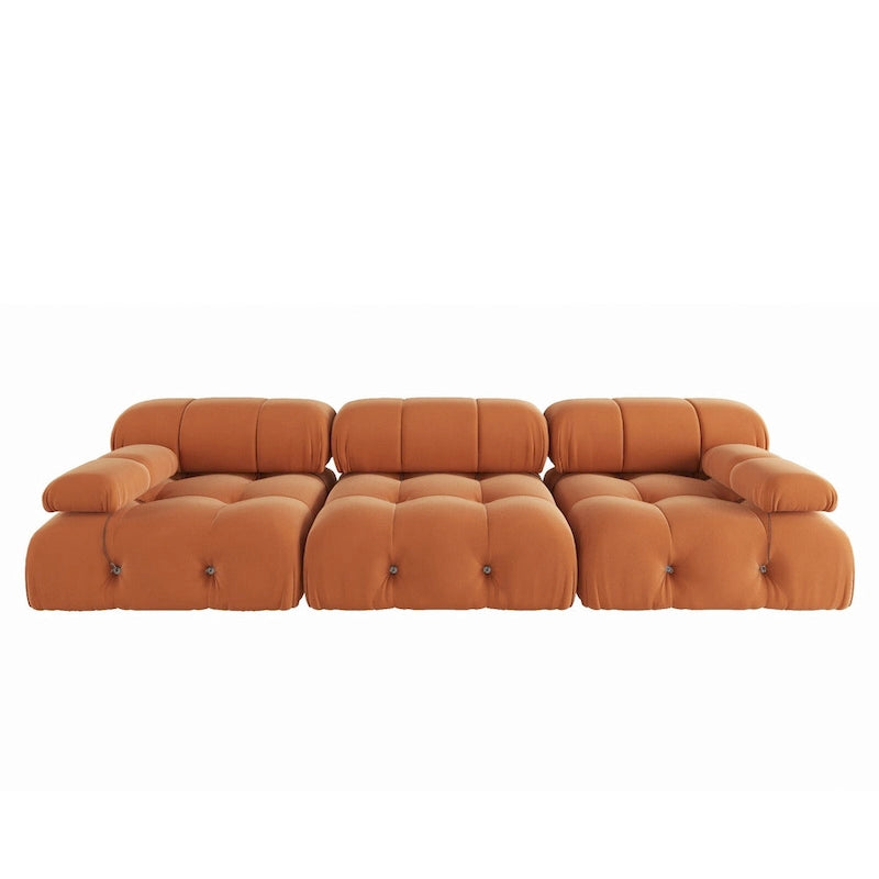 Canapé d'angle modulable réversible en velours, orange