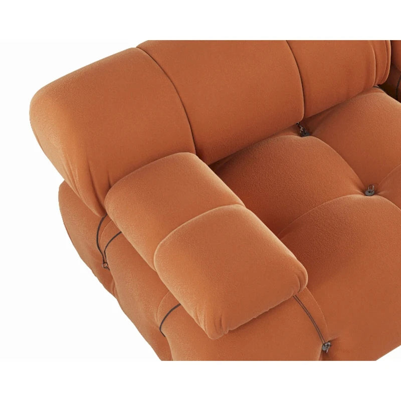 Canapé d'angle modulable réversible en velours, orange