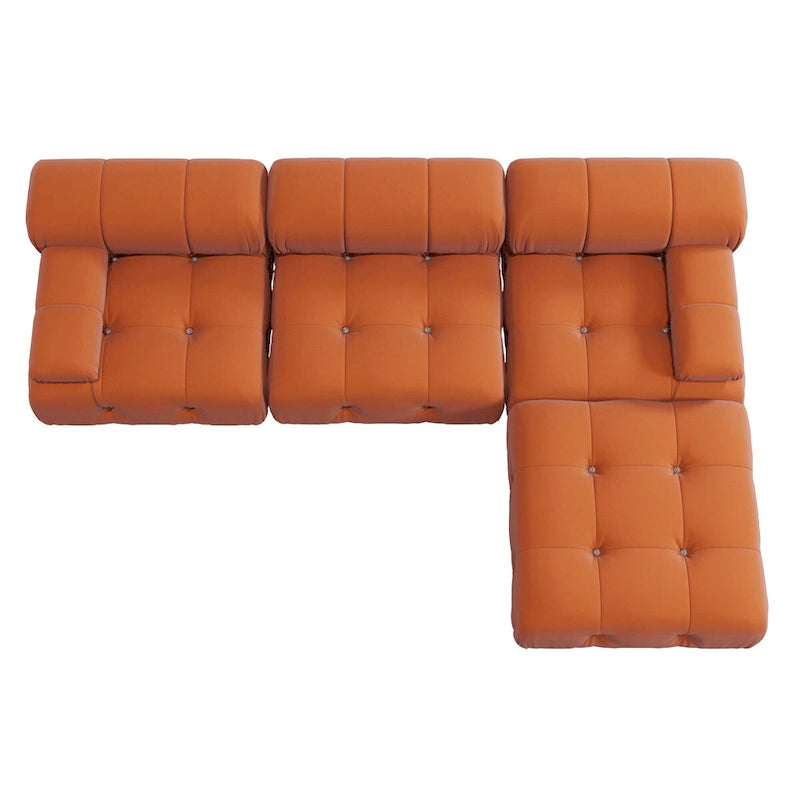Canapé d'angle modulable réversible en velours, orange