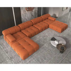 Canapé d'angle modulable réversible en velours, orange