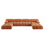 Canapé d'angle modulable réversible en velours, orange