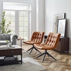 Fauteuil d'appoint sans accoudoirs pivotant à 360° | Similicuir | Base en acier noir | Bureau à domicile et Salon