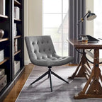 Fauteuil d'appoint sans accoudoirs pivotant à 360° | Similicuir | Base en acier noir | Bureau à domicile et Salon