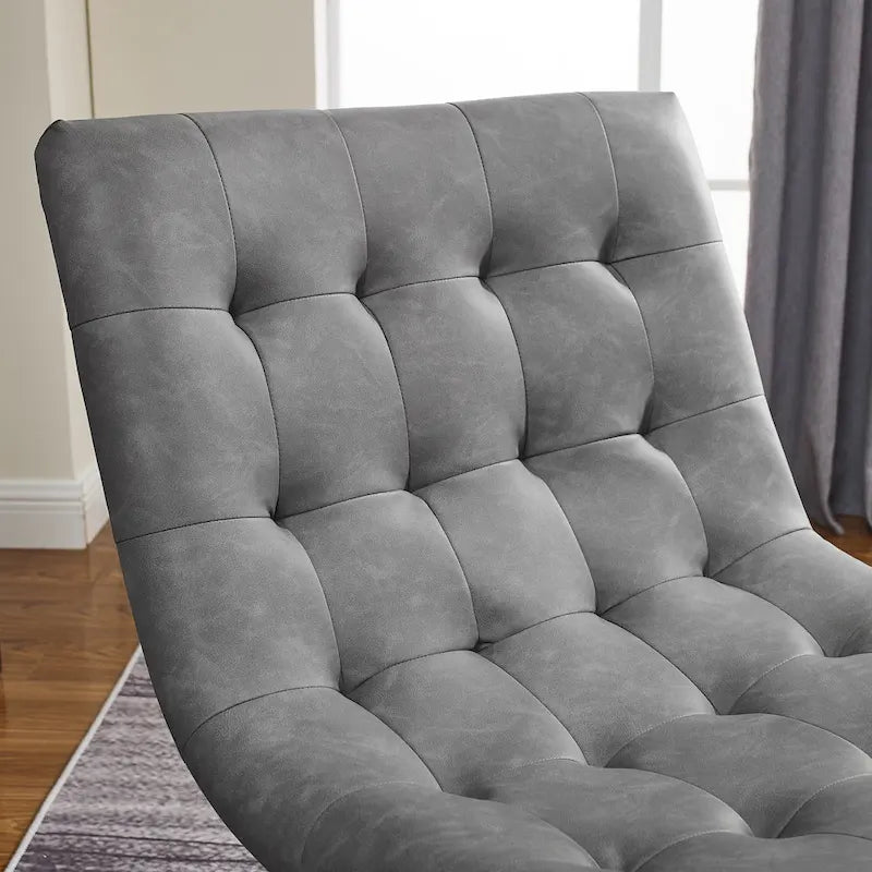 Fauteuil d'appoint sans accoudoirs pivotant à 360° | Similicuir | Base en acier noir | Bureau à domicile et Salon