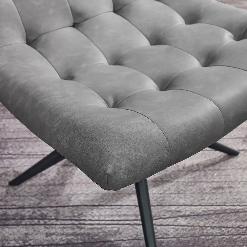Fauteuil d'appoint sans accoudoirs pivotant à 360° | Similicuir | Base en acier noir | Bureau à domicile et Salon