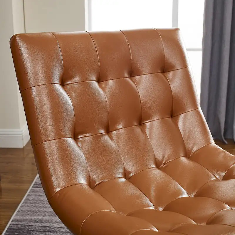 Fauteuil d'appoint sans accoudoirs pivotant à 360° | Similicuir | Base en acier noir | Bureau à domicile et Salon