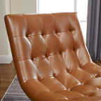 Fauteuil d'appoint sans accoudoirs pivotant à 360° | Similicuir | Base en acier noir | Bureau à domicile et Salon