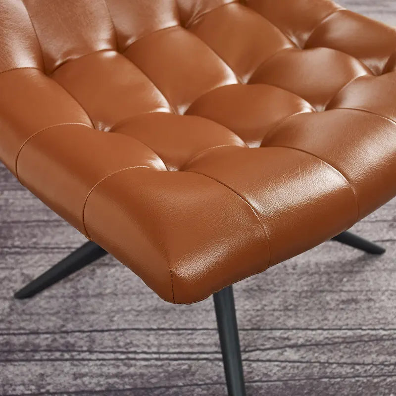 Fauteuil d'appoint sans accoudoirs pivotant à 360° | Similicuir | Base en acier noir | Bureau à domicile et Salon