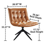 Fauteuil d'appoint sans accoudoirs pivotant à 360° | Similicuir | Base en acier noir | Bureau à domicile et Salon