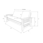 Cadre de futon grand format Washington avec matelas – Canapé-lit convertible pour salon