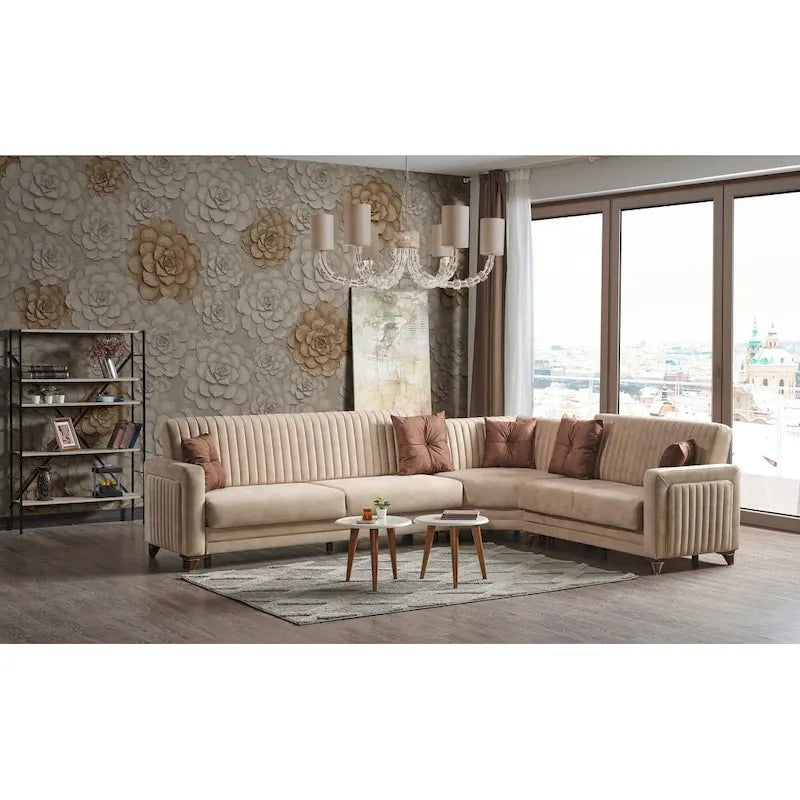 Canapé d'angle convertible en tissu Line