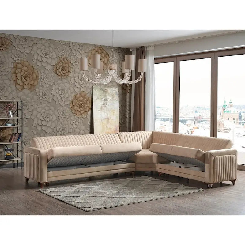 Canapé d'angle convertible en tissu Line