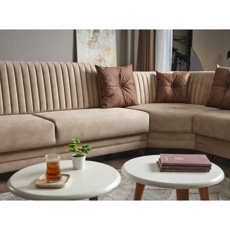 Canapé d'angle convertible en tissu Line
