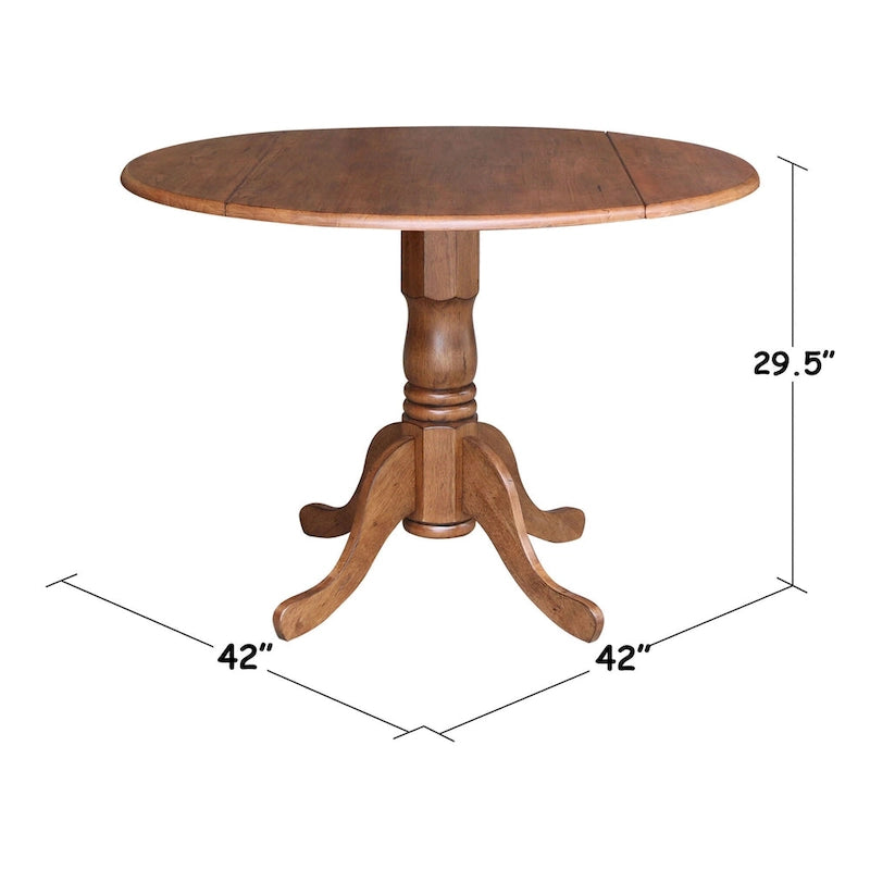 Ensemble de salle à manger 3 pièces avec table à rallonges en parawood massif de 42 po et 2 chaises à dossier croisé | Plateau de boucher