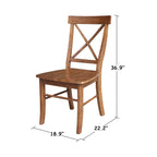 Ensemble de salle à manger 3 pièces avec table à rallonges en parawood massif de 42 po et 2 chaises à dossier croisé | Plateau de boucher