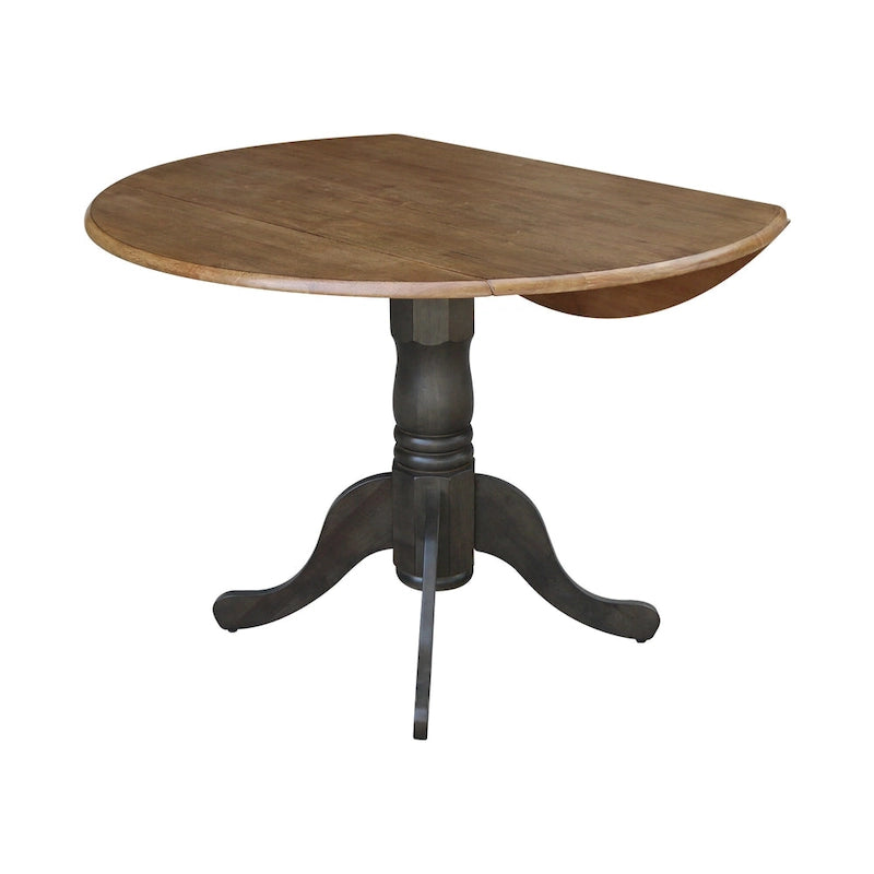 Ensemble de salle à manger 3 pièces avec table à rallonges en parawood massif de 42 po et 2 chaises à dossier croisé | Plateau de boucher
