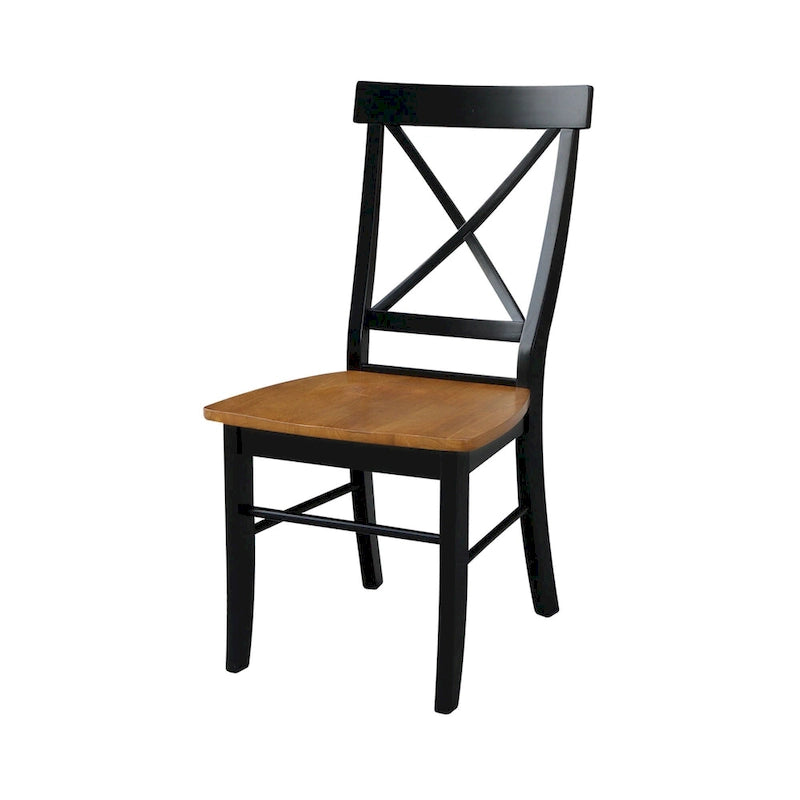 Ensemble de salle à manger 3 pièces avec table à rallonges en parawood massif de 42 po et 2 chaises à dossier croisé | Plateau de boucher