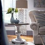 Table d'appoint ronde Sedona vieilli blanc et gravier