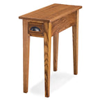Table d'appoint étroite avec 1 tiroir et poignée coquille – Table d'appoint mince en bois massif