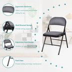 4 chaises pliantes avec cadre en métal Chaises portables avec assise rembourrée