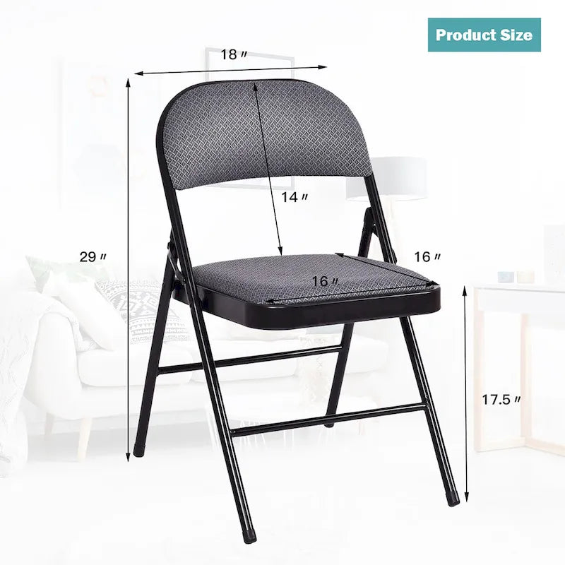 4 chaises pliantes avec cadre en métal Chaises portables avec assise rembourrée