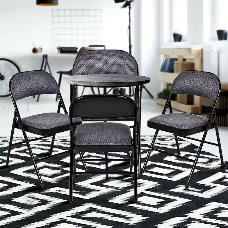 4 chaises pliantes avec cadre en métal Chaises portables avec assise rembourrée
