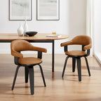 Fauteuil pivotant 360° accent mi-siècle | Bois de peuplier massif | Similicuir ou bouclette | Polyvalent
