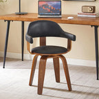 Fauteuil pivotant 360° accent mi-siècle | Bois de peuplier massif | Similicuir ou bouclette | Polyvalent