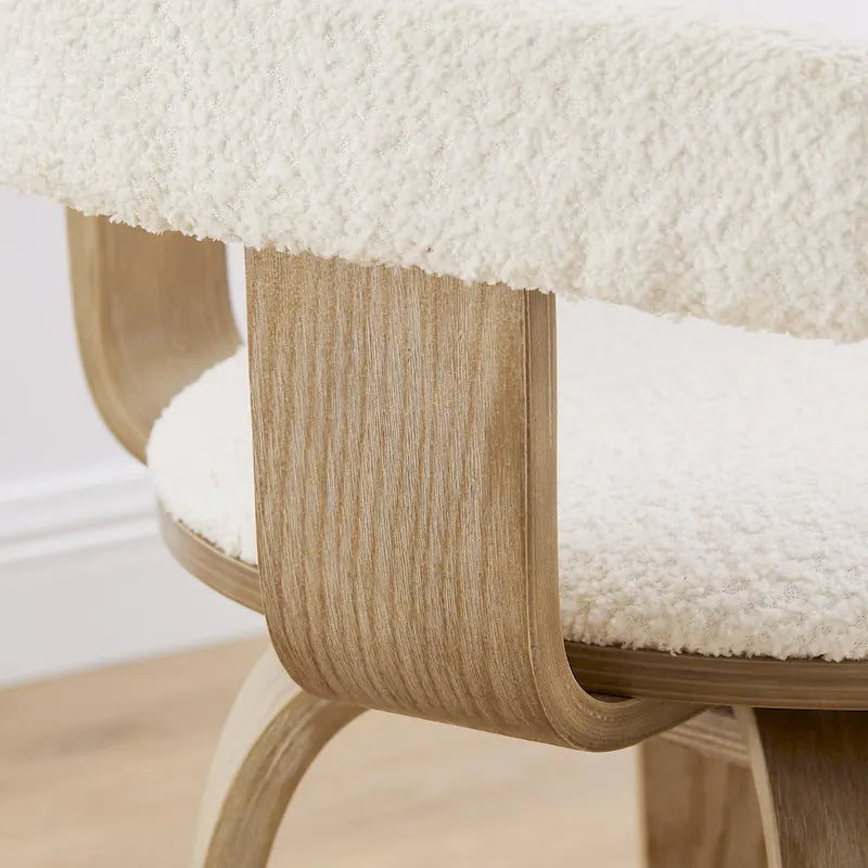 Fauteuil pivotant 360° accent mi-siècle | Bois de peuplier massif | Similicuir ou bouclette | Polyvalent