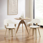 Fauteuil pivotant 360° accent mi-siècle | Bois de peuplier massif | Similicuir ou bouclette | Polyvalent