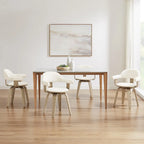 Fauteuil pivotant 360° accent mi-siècle | Bois de peuplier massif | Similicuir ou bouclette | Polyvalent