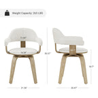Fauteuil pivotant 360° accent mi-siècle | Bois de peuplier massif | Similicuir ou bouclette | Polyvalent