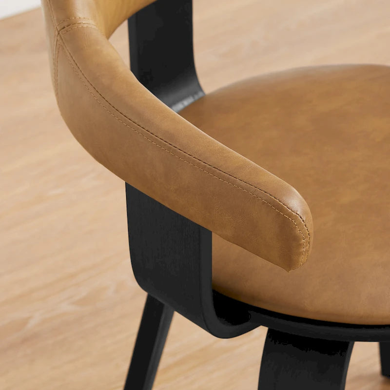 Fauteuil pivotant 360° accent mi-siècle | Bois de peuplier massif | Similicuir ou bouclette | Polyvalent