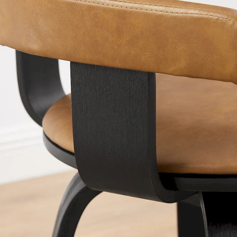 Fauteuil pivotant 360° accent mi-siècle | Bois de peuplier massif | Similicuir ou bouclette | Polyvalent