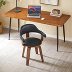 Fauteuil pivotant 360° accent mi-siècle | Bois de peuplier massif | Similicuir ou bouclette | Polyvalent