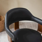 Fauteuil pivotant 360° accent mi-siècle | Bois de peuplier massif | Similicuir ou bouclette | Polyvalent