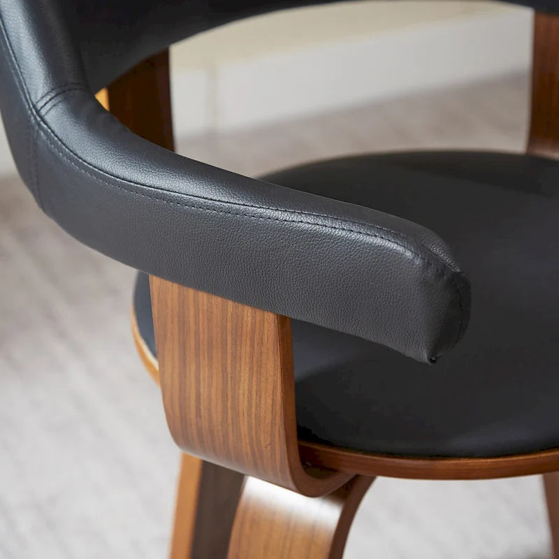 Fauteuil pivotant 360° accent mi-siècle | Bois de peuplier massif | Similicuir ou bouclette | Polyvalent